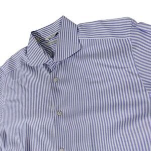 SuitSupply Egyptian Cotton Blue Striped Button Up Shirt 42 16.5 Slim Fit